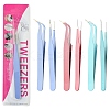 6Pcs 6 Colors Stainless Steel Tweezers DIY-YW0009-73-1