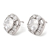 Brass Pave Clear Cubic Zirconia & Glass Stud Earrings EJEW-G471-03P-01-4