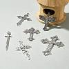 6Pcs 6 Styles Tibetan Style Alloy Cross Pendants FIND-FS0002-57-9