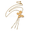 Stainless Steel Crystal Rhinestone Butterfly Tassel Pendant Necklaces for Women NJEW-G145-02G-2