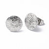 Non-Tarnish 304 Stainless Steel Textured Flat Round Stud Earrings for Women EJEW-F300-02P-1