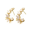 Star Brass Micro Pave Clear Cubic Zirconia Stud Earrings EJEW-R018-02G-4