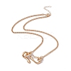 Crystal Rhinestone Snake Pendant Necklace with Alloy Curb Chains for Women NJEW-I118-02KCG-2