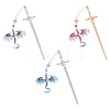3Pcs 3 Colors Acrylic Dragon with Zinc Alloy Sword Pendant Bookmarks HJEW-UN00080-1
