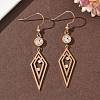 304 Stainless Steel Rhombus Dangle Earrings EJEW-Z129-10RG-1