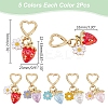 10Pcs 5 Colors Acrylic Strawberry & Alloy Enamel Flower Pendant Decorations HJEW-WR00003-2