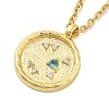 304 Stainless Steel Cubic Zirconia Constellation Flat Round Pendants LS-STAS-S145-01A-2
