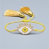 Glass Seed Braided Bead Bracelet with Double Tassel BJEW-A121-18D-2