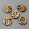 Flat Round Handmade Reed Cane/Rattan Woven Beads WOVE-CJC0001-02B-1