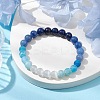 8mm Round Cat Eye & Natural Lapis Lazuli & Blue Aventurine & Dyed Crackle Agate Beaded Stretch Bracelets BJEW-TA00514-02-2