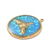 304 Stainless Steel Epoxy Resin with Natural Shell and Sequins Inside Pendants STAS-L026-17G-E03-2