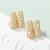 Brass Micro Pave Cubic Zirconia Stud Earrings EJEW-Z091-04G-N-1