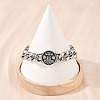 Stainless Steel Flat Round with Thor Hammer Mjolnir Link Bracelets BJEW-D379-07ASP-4