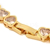 Rack Plating Brass Pave Cubic Zirconia Heart Link Bracelets BJEW-Q347-05G-03-3