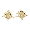 Brass Micro Pave Clear and Green Cubic Zirconia Ladybird Links KK-L256-33G-1