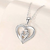 Alloy Crystal Rhinestone Heart with Mother and Baby Pendant Necklaces for Mother's Day FS-WGAE5FE-01-1