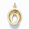 Brass Clear Cubic Zirconia Pendants ZIRC-S067-022-NR-4