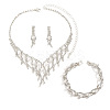 Horse Eye Alloy Crystal Rhinestone & Plastic Pearl Chain Necklaces & Stud Earrings & Bracelets Sets  FS-WG3003B-01-3
