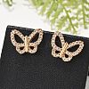 Butterfly Brass Micro Pave Clear Cubic Zirconia Stud Earrings for Women EJEW-G428-07G-2