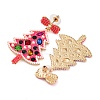 Christmas Trees with Bowknot Alloy Dangle Stud Earrings for Women EJEW-Z078-01B-3