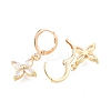 Clear Cubic Zirconia Flower Dangle Leverback Earrings EJEW-N012-74-3
