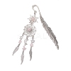 Alloy Sun & Woven Net/Web with Feather Charms Bookmarks AJEW-JK00368-03-1