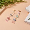 Natural Quartz Crystal & Glass Butterfly Beaded Dangle Stud Earrings EJEW-JE05197-3