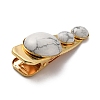 Natural Howlite Alligator Hair Clips G-B042-03G-09-3