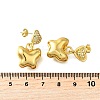 Heart with Butterfly Brass Micro Pave Clear Cubic Zirconia Dangle Stud Earrings EJEW-Z099-01G-5