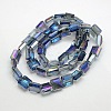 Electroplate Crystal Glass Square Beads Strands X-EGLA-F064B-09-2