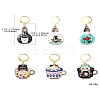 Cat Alloy Enamel Pendant Locking Stitch Markers HJEW-YW00021-3