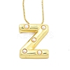 Brass & Plastic Pearl Letter Pendant Box Chain Necklaces for Women NJEW-U017-01G-26-1