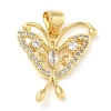 Butterfly Rack Plating Brass Micro Pave Cubic Zirconia Pendants KK-Z074-72G-2