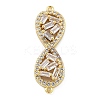 Rack Plating Brass Clear Cubic Zirconia Infinity Connector Charms KK-A234-036G-01-1