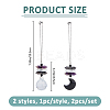 2Pcs 2 Styles Natural Larvikite & Howlite & Amethyst Double Terminated Point Pendant Decoration HJEW-FH00213-2
