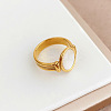 Retro Fashionable 304 Stainless Steel and Shell Finger Rings FS-WG8030D-04-2