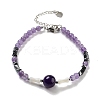 Natural Amethyst Round & Synthetic Non-magnetic Hematite & White Shell Beaded Bracelets for Women BJEW-K251-02F-2