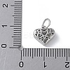 925 Sterling Silver 3D Hollow Flower Heart Charms STER-M099-02P-3