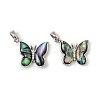 Brass & Paua Shell & Clear Cubic Zirconia Pendants KK-G538-02P-1