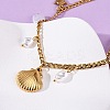 304 Stainless Steel Shell Shape Dolphin Turtle Pendant Necklaces for Women NJEW-F346-06G-3