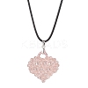 3Pcs 3 Colors Electroplated Glass Beaded Heart Pendant Black Waxed Cotton Cord Necklaces for Women NJEW-MZ00120-3