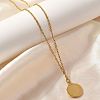 304 Stainless Steel Flat Round Coin Pendant Cable Chain Necklaces for Women LS-STAS-Z108-02G-01-3