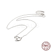 Rhodium Plated 925 Sterling Silver Rabbit with Heart Pendant Necklace with Clear Cubic Zirconia for Women NJEW-E034-02P-5