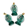 Handmade Dichroic Foil Lampwork Pendants X2-DICH-G001-01G-05-1