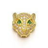 Rack Plating Brass Micro Pave Cubic Zirconia Leopard Hollow Beads LS-ZIRC-I012-18G-RS-1