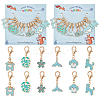 Alloy Enamel Dog & Whale Tail & Leaf & Sakura Flower & Clothes Pendant Locking Stitch Markers HJEW-AB00044-1