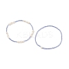 2Pcs 2 Style Natural Pearl & Glass Seed Beaded Stretch Bracelets Set BJEW-JB09032-5