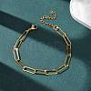 304 Stainless Steel Paperclip Chain Bracelets for Women BJEW-G775-01G-3