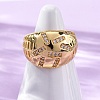Brass Micro Pave Clear Cubic Zirconia Wide Cuff Rings for Women RJEW-U047-32G-2
