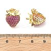 Brass Cubic Zirconia Strawberry Stud Earrings EJEW-L301-01G-5
